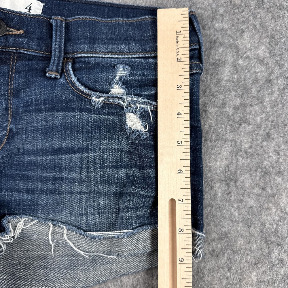 Abercrombie & Fitch Shorts Womens 4 Blue Denim Low Rise Distressed Cutoff - Picture 9 of 11